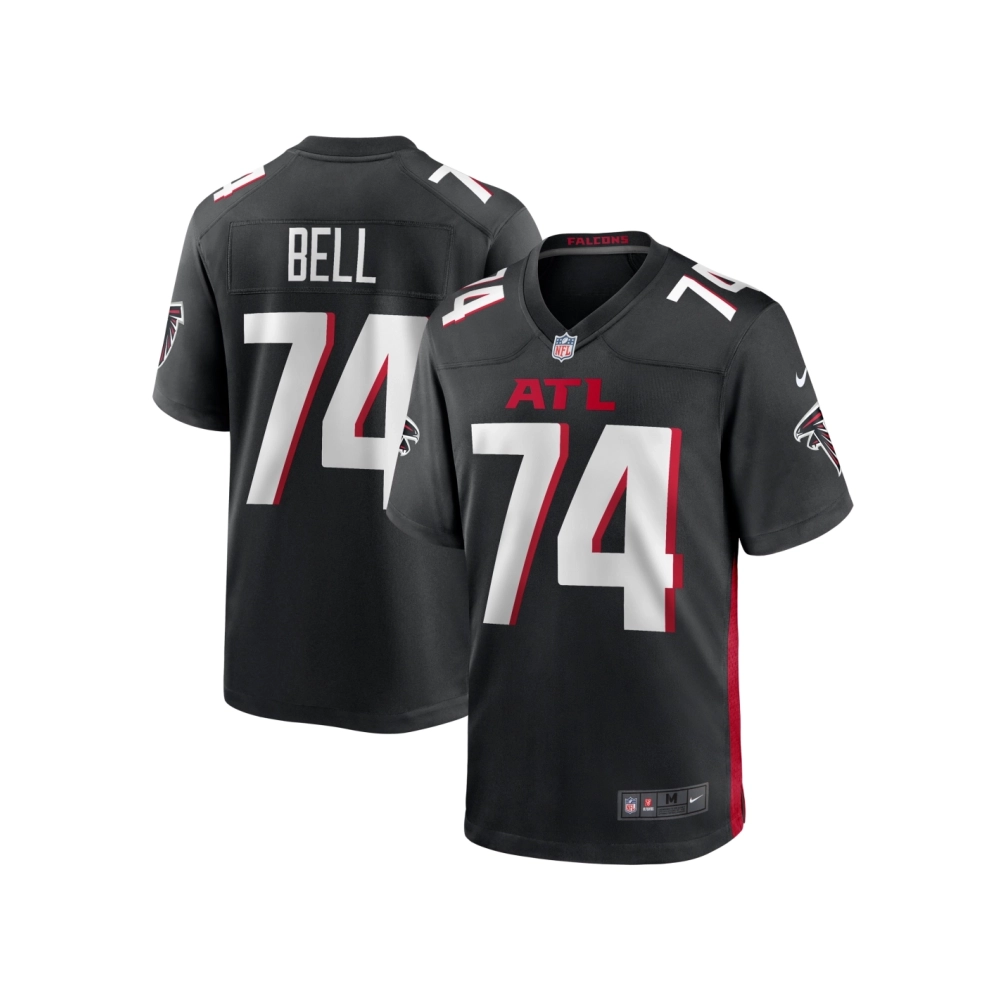Mens Atlanta Falcons Travis Bell Black Team Game Jersey