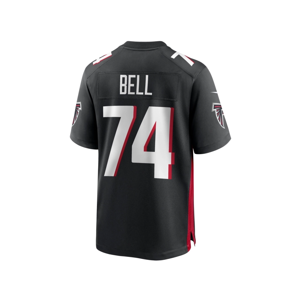 Mens Atlanta Falcons Travis Bell Black Team Game Jersey