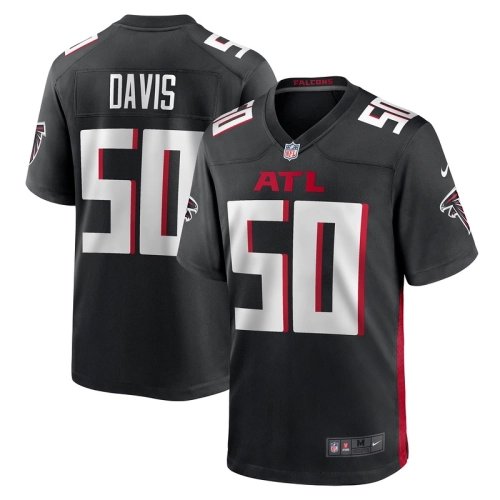 Mens Atlanta Falcons Tae Davis Black Team Game Jersey