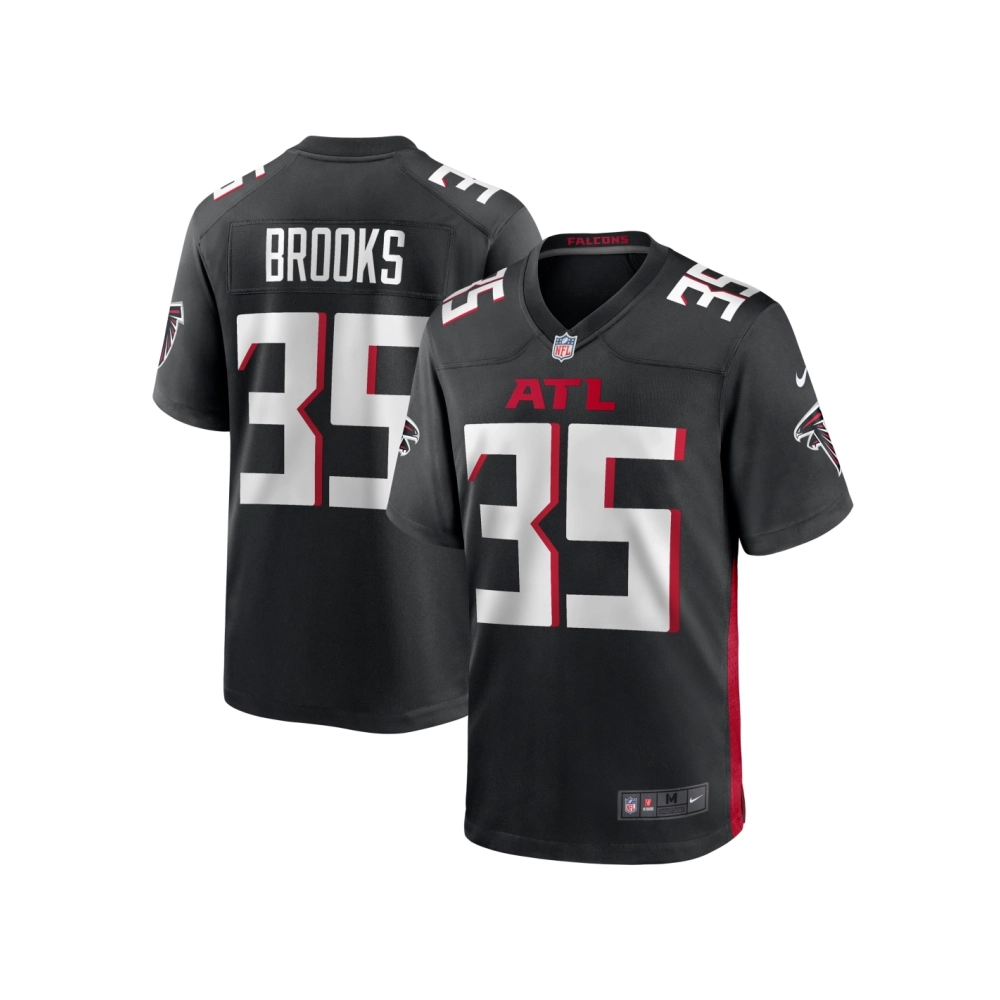 Mens Atlanta Falcons Natrone Brooks Black Team Game Jersey