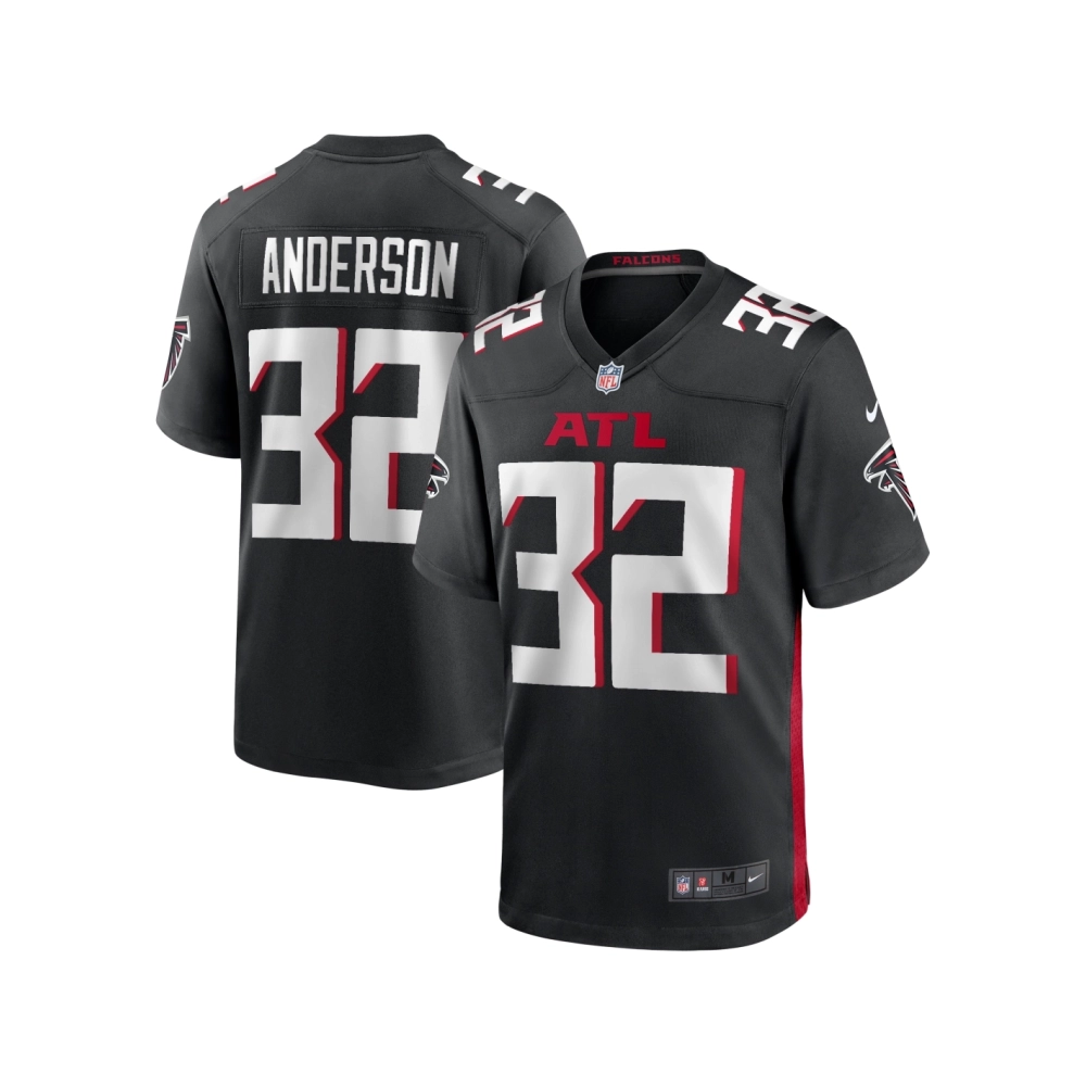 Mens Atlanta Falcons Jamal Anderson Black Game Retired Player Jersey