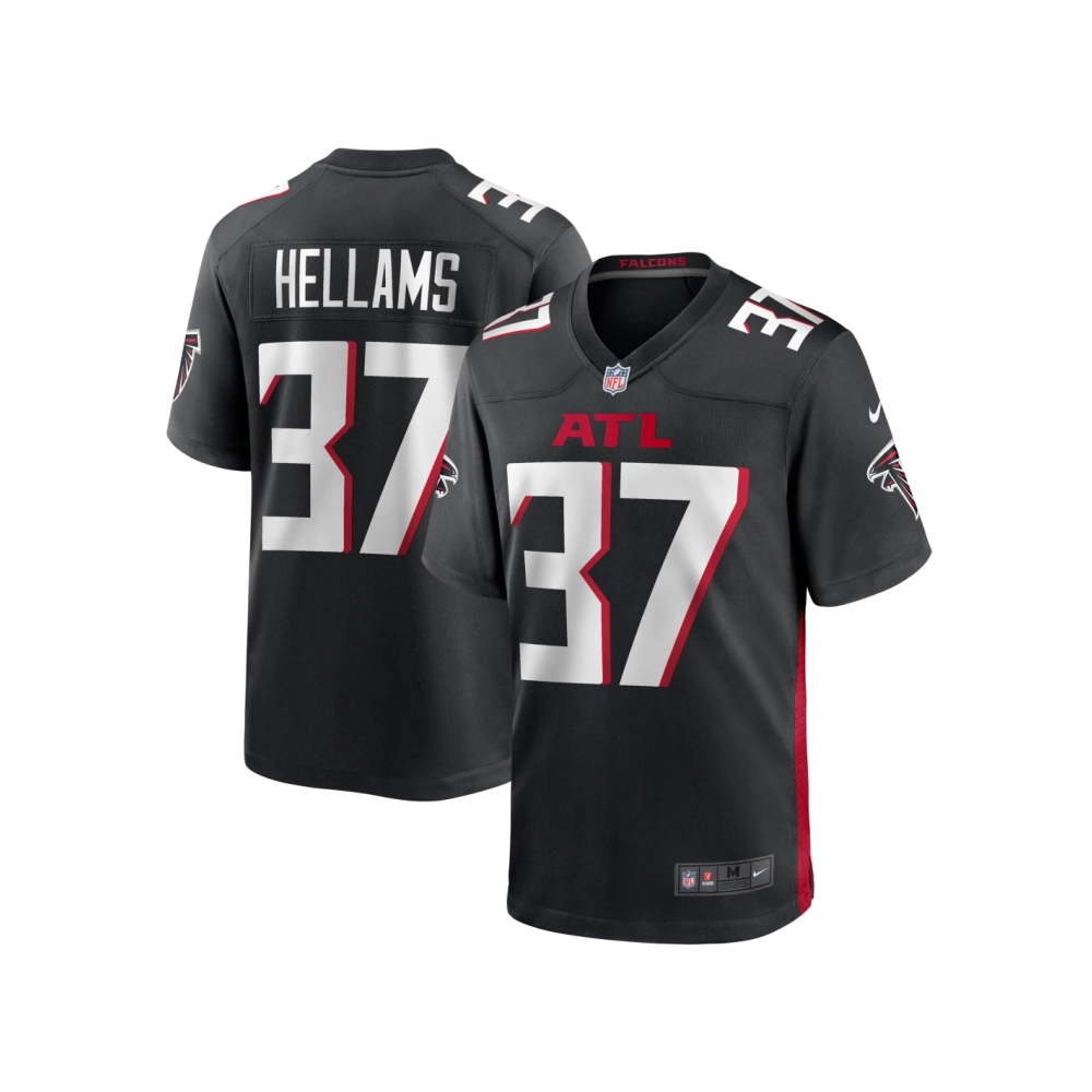 Mens Atlanta Falcons DeMarcco Hellams Black Team Game Jersey