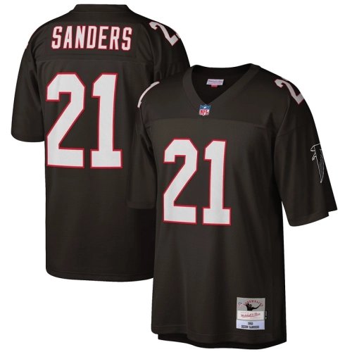 Mens Atlanta Falcons Deion Sanders Black Game Retired Player Jersey