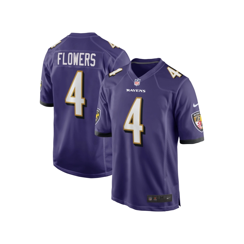 Mens Baltimore Ravens Zay Flowers Purple 2023 NFL Draft First Round Pick Game Jersey