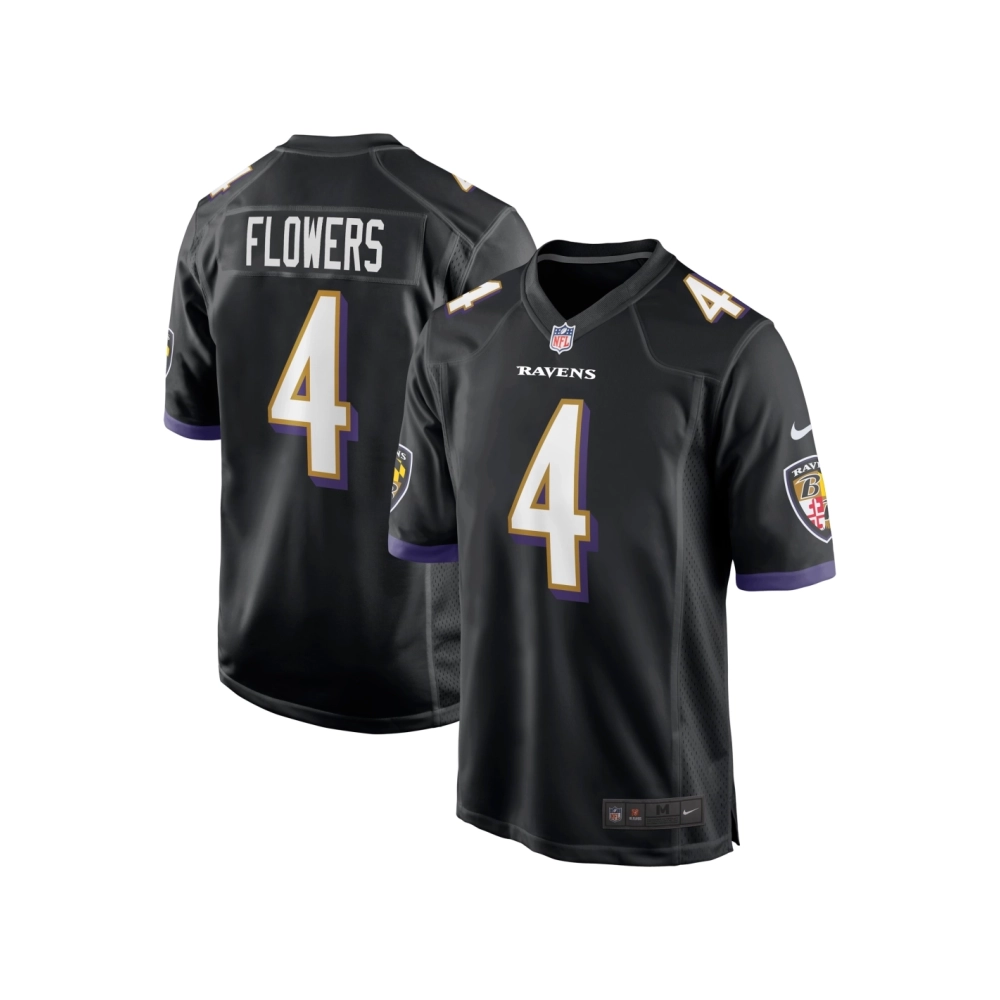 Mens Baltimore Ravens Zay Flowers Black Team Game Jersey