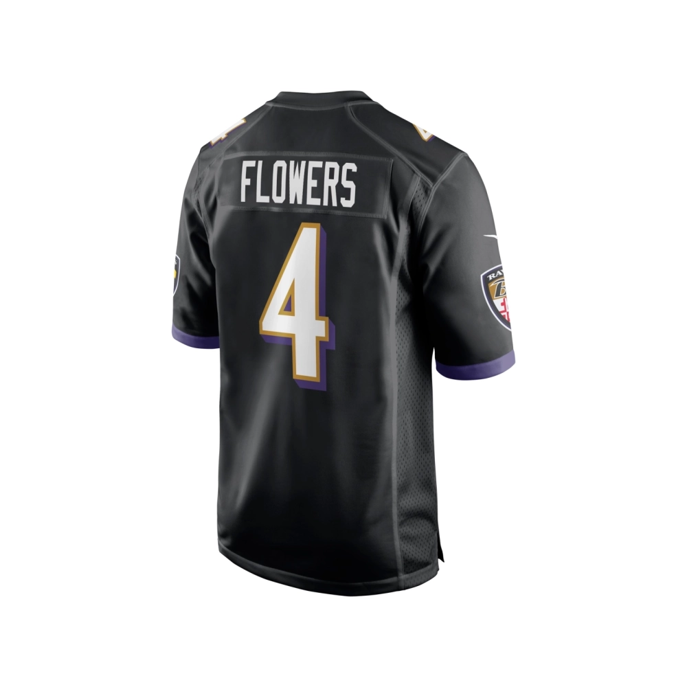 Mens Baltimore Ravens Zay Flowers Black Team Game Jersey