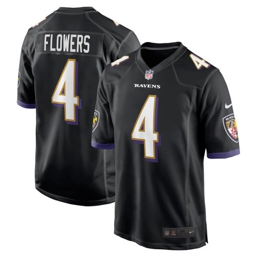 Mens Baltimore Ravens Zay Flowers Black Team Game Jersey