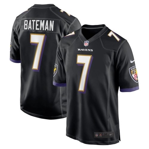 Mens Baltimore Ravens Rashod Bateman Black Game Player Jersey