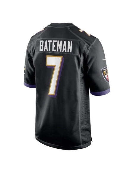 Mens Baltimore Ravens Rashod Bateman Black Game Player Jersey