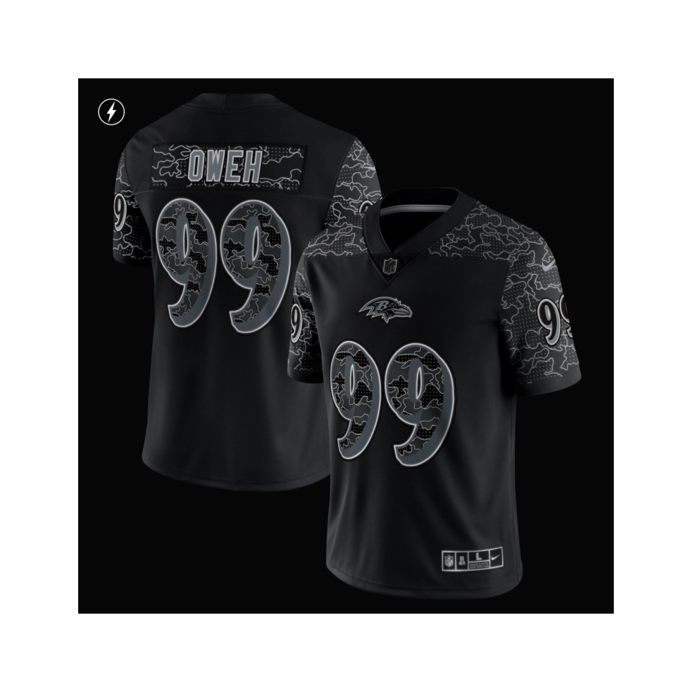 Mens Baltimore Ravens Odafe Oweh Black RFLCTV Limited Jersey