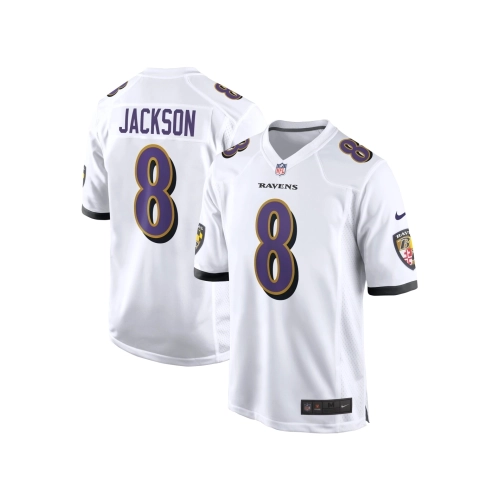 Mens Baltimore Ravens Lamar Jackson White Game Jersey