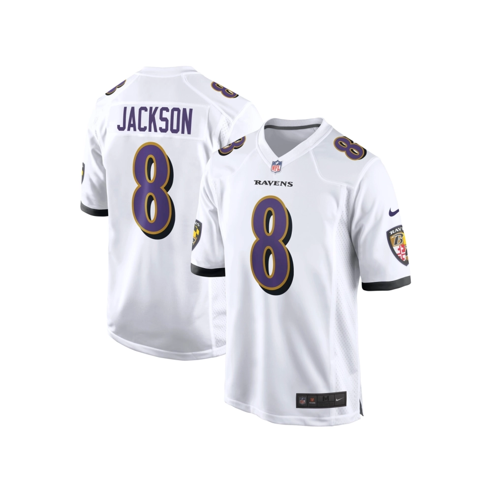 Mens Baltimore Ravens Lamar Jackson White Game Jersey