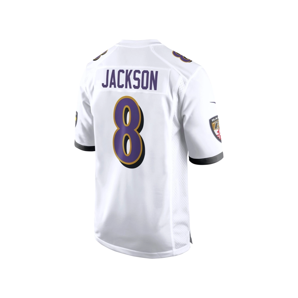 Mens Baltimore Ravens Lamar Jackson White Game Jersey