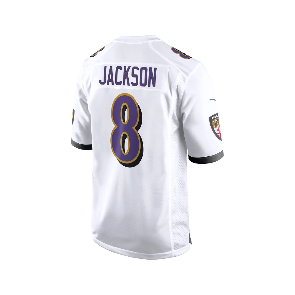 Mens Baltimore Ravens Lamar Jackson White Game Jersey