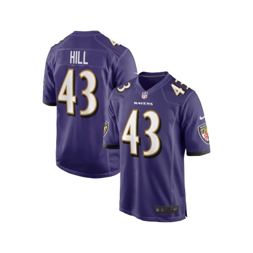 Mens Baltimore Ravens Justice Hill Purple Game Jersey
