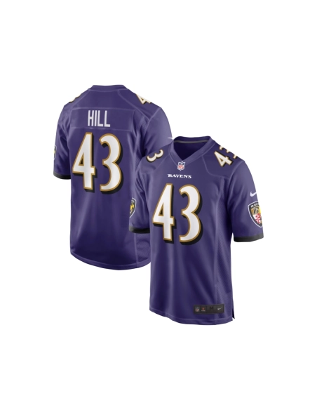 Mens Baltimore Ravens Justice Hill Purple Game Jersey