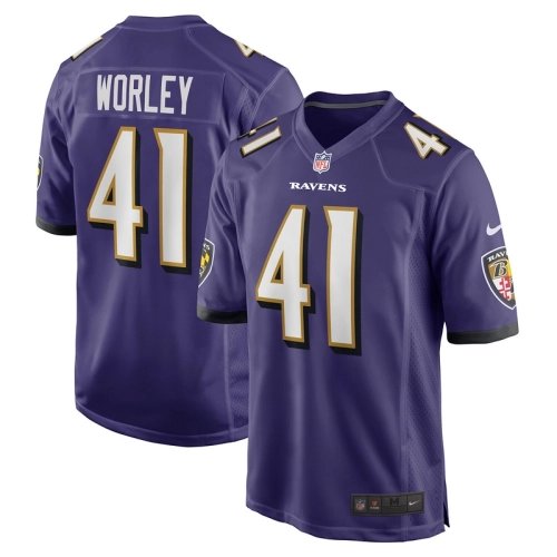 Mens Baltimore Ravens Daryl Worley Purple Game Player Jersey