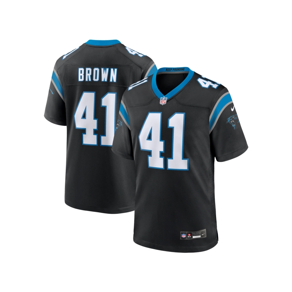 Mens Carolina Panthers Spencer Brown Black Team Game Jersey