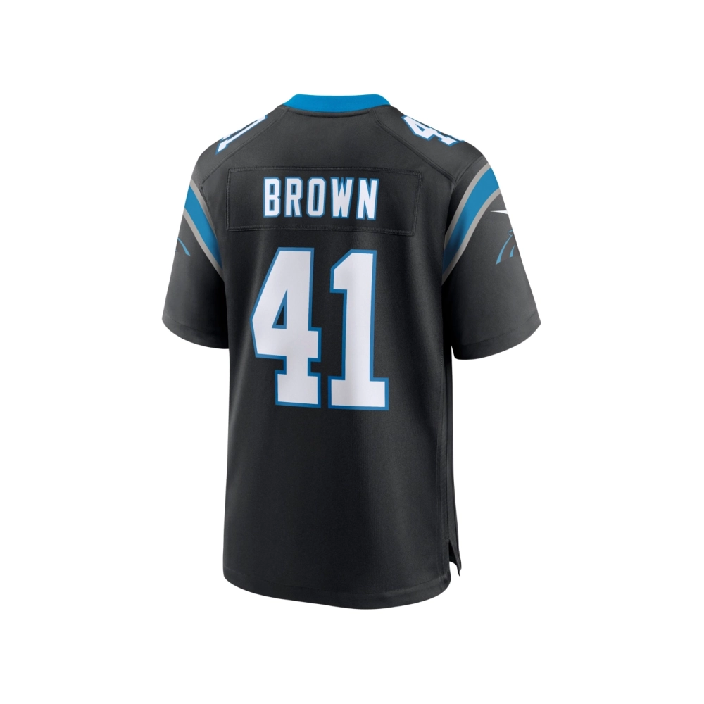 Mens Carolina Panthers Spencer Brown Black Team Game Jersey