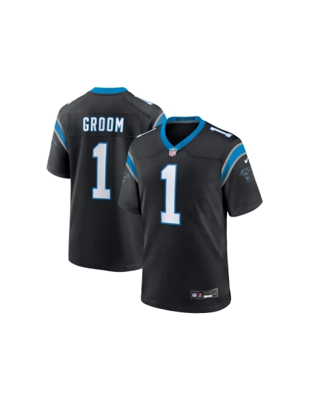 Mens Carolina Panthers Number 1 Groom Black Game Jersey