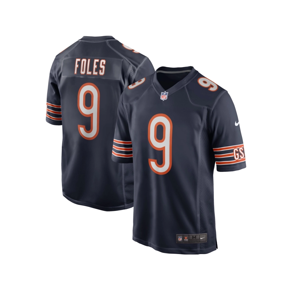 Mens Chicago Bears Nick Foles Navy Game Player Jersey