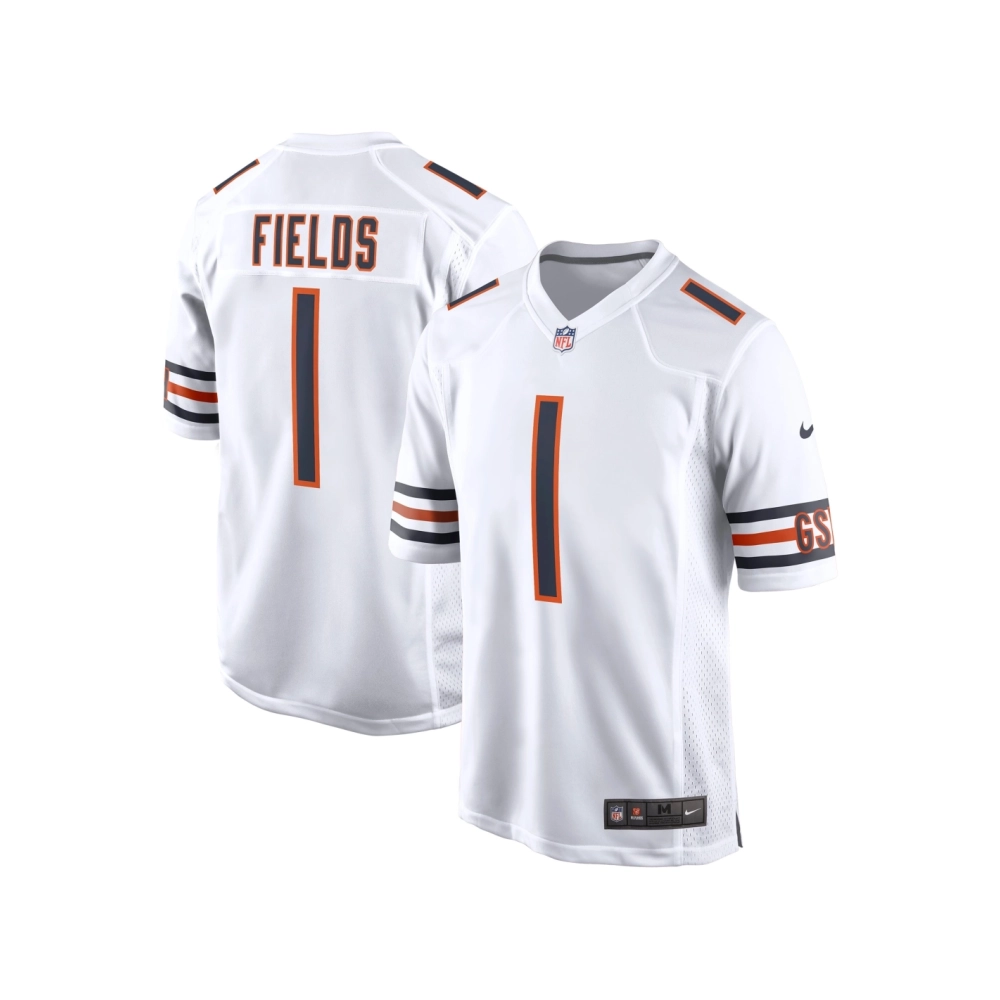 Mens Chicago Bears Justin Fields White Player Game Jersey