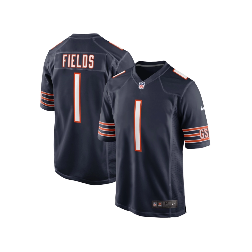 Mens Chicago Bears Justin Fields Navy Player Game Jersey