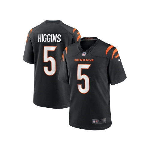 Mens Cincinnati Bengals Tee Higgins Black Game Player Jersey