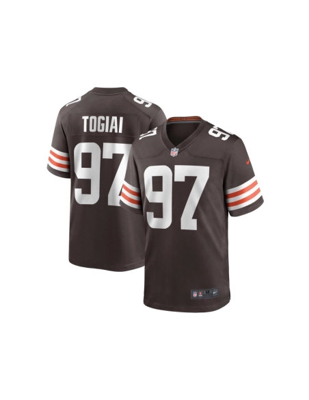 Mens Cleveland Browns Tommy Togiai Brown Game Jersey