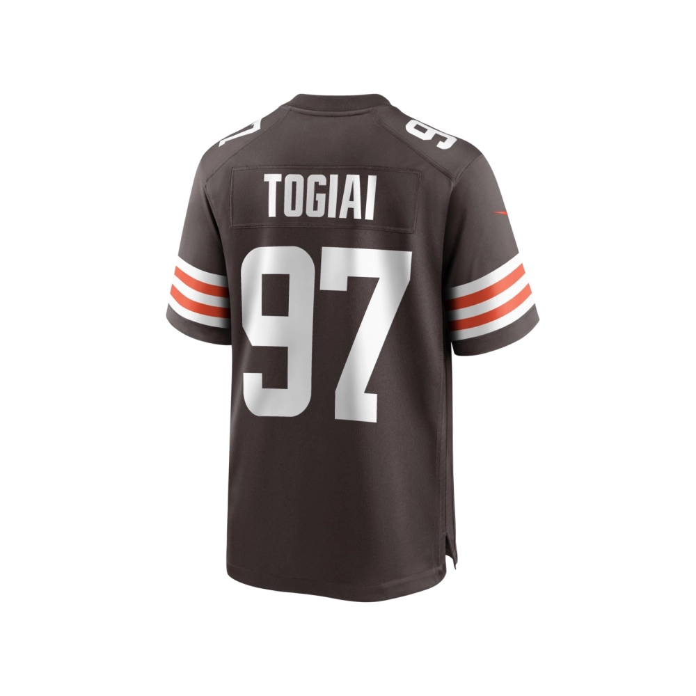 Mens Cleveland Browns Tommy Togiai Brown Game Jersey