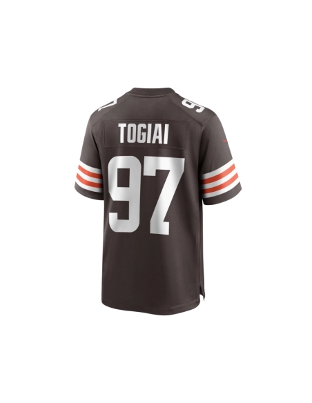 Mens Cleveland Browns Tommy Togiai Brown Game Jersey