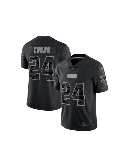 Mens Cleveland Browns Nick Chubb Black RFLCTV Limited Jersey