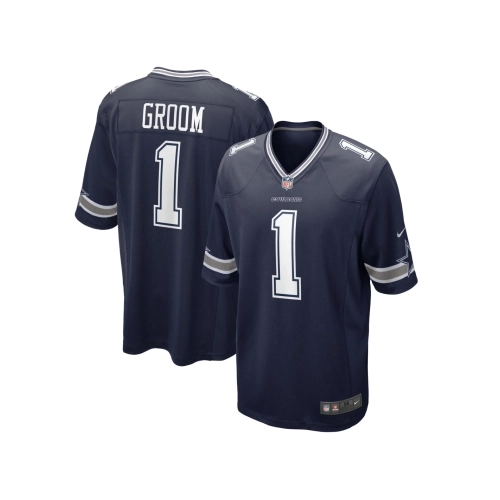 Mens Dallas Cowboys Number 1 Groom Navy Game Jersey