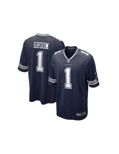 Mens Dallas Cowboys Number 1 Groom Navy Game Jersey