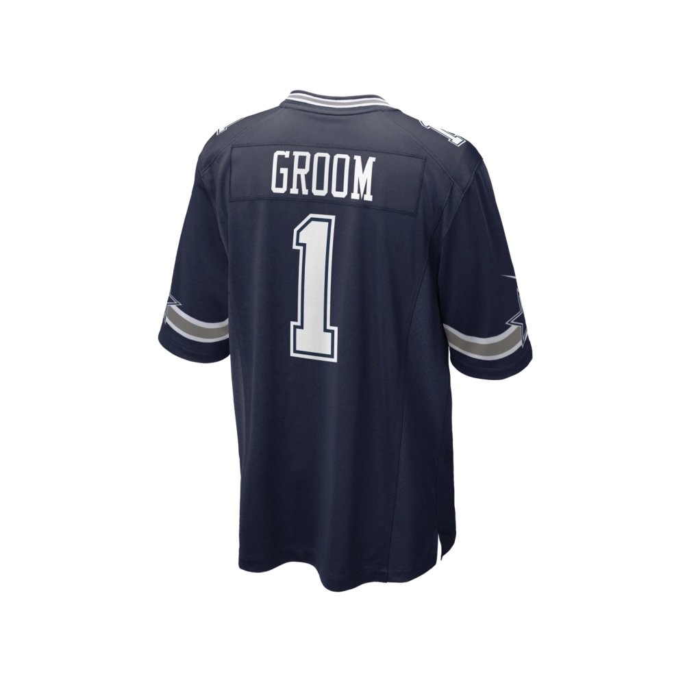 Mens Dallas Cowboys Number 1 Groom Navy Game Jersey
