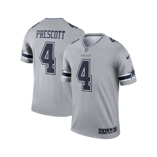Mens Dallas Cowboys Dak Prescott Gray Inverted Legend Jersey