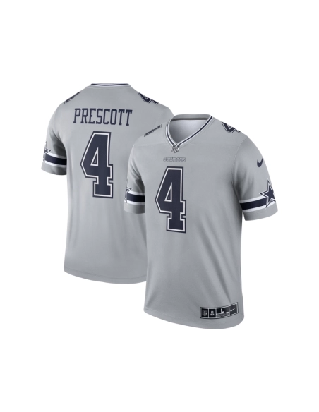 Mens Dallas Cowboys Dak Prescott Gray Inverted Legend Jersey