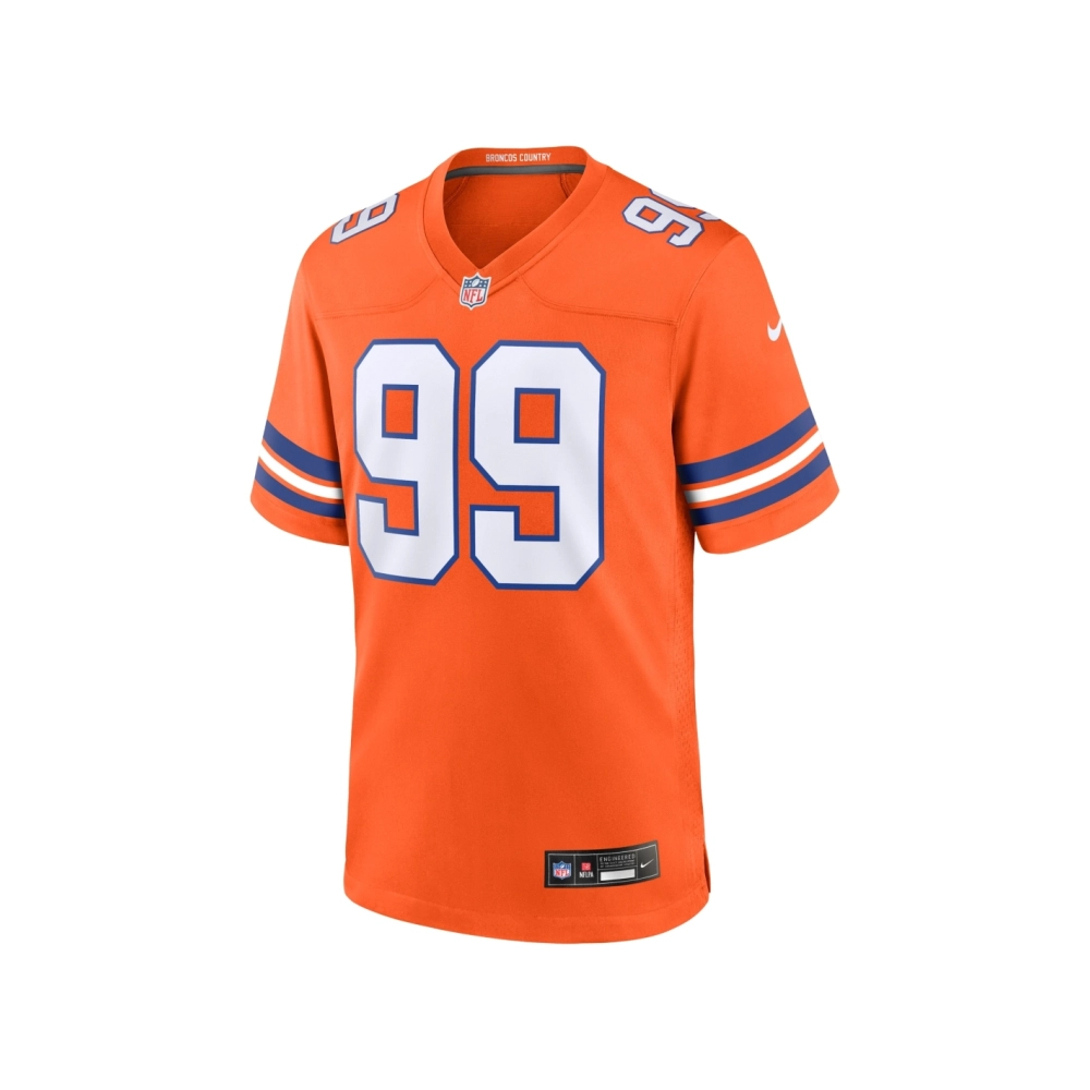 Mens Denver Broncos Zach Allen Orange Mile High Collection 1977 Throwback Player Game Jersey