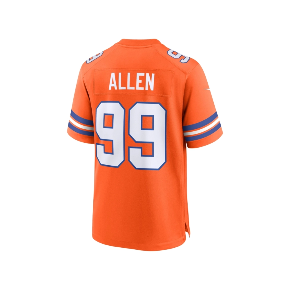 Mens Denver Broncos Zach Allen Orange Mile High Collection 1977 Throwback Player Game Jersey