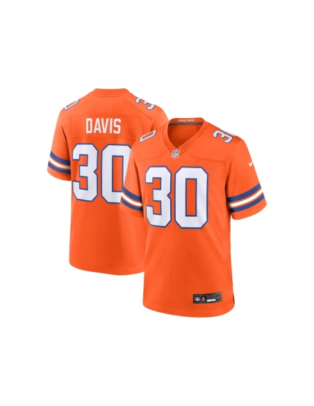 Mens Denver Broncos Terrell Davis Orange Mile High Collection 1977 Throwback Retired Player Game Jersey