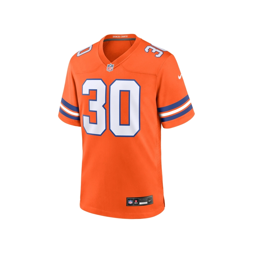 Mens Denver Broncos Terrell Davis Orange Mile High Collection 1977 Throwback Retired Player Game Jersey