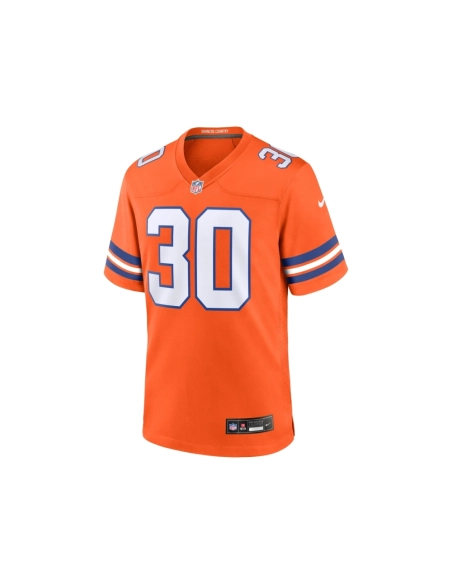 Mens Denver Broncos Terrell Davis Orange Mile High Collection 1977 Throwback Retired Player Game Jersey