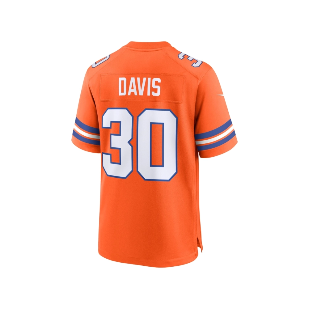 Mens Denver Broncos Terrell Davis Orange Mile High Collection 1977 Throwback Retired Player Game Jersey
