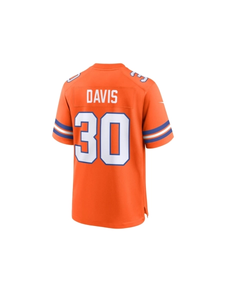 Mens Denver Broncos Terrell Davis Orange Mile High Collection 1977 Throwback Retired Player Game Jersey