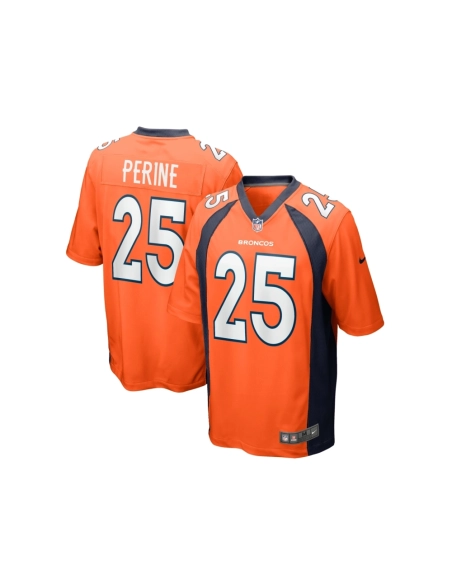 Mens Denver Broncos Samaje Perine Orange Game Player Jersey