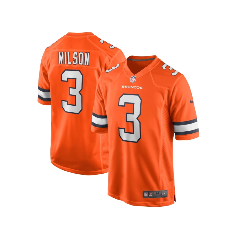 Mens Denver Broncos Russell Wilson Orange Alternate Game Jersey