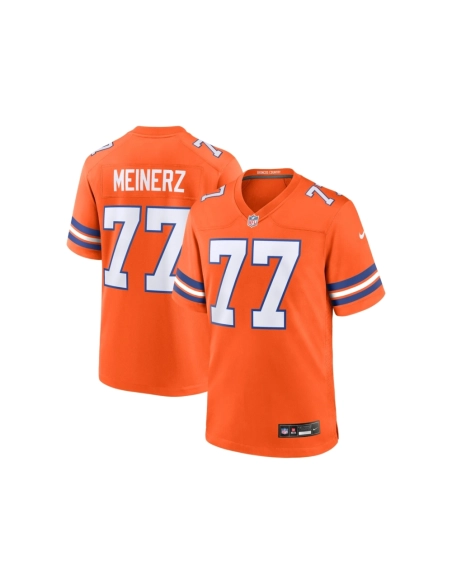 Mens Denver Broncos Quinn Meinerz Orange Mile High Collection 1977 Throwback Player Game Jersey