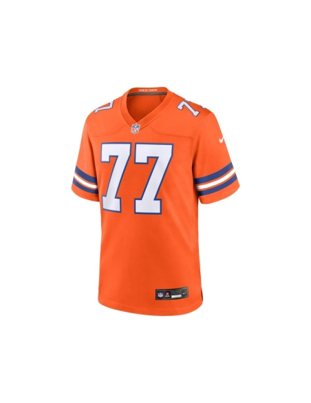 Mens Denver Broncos Quinn Meinerz Orange Mile High Collection 1977 Throwback Player Game Jersey