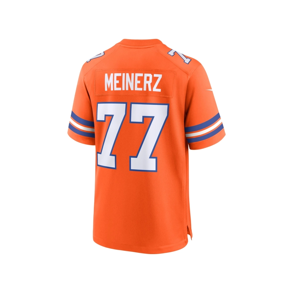 Mens Denver Broncos Quinn Meinerz Orange Mile High Collection 1977 Throwback Player Game Jersey