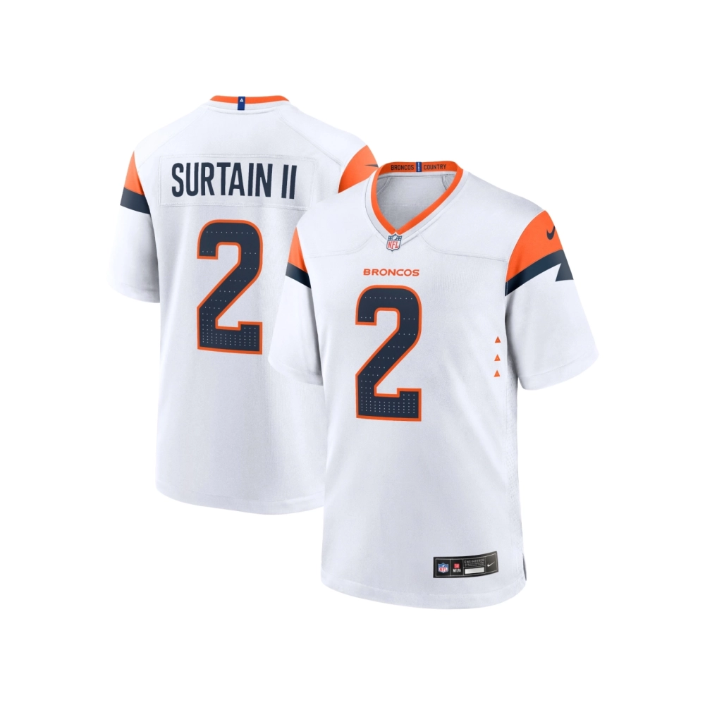 Mens Denver Broncos Patrick Surtain II White Mile High Collection Game Jersey
